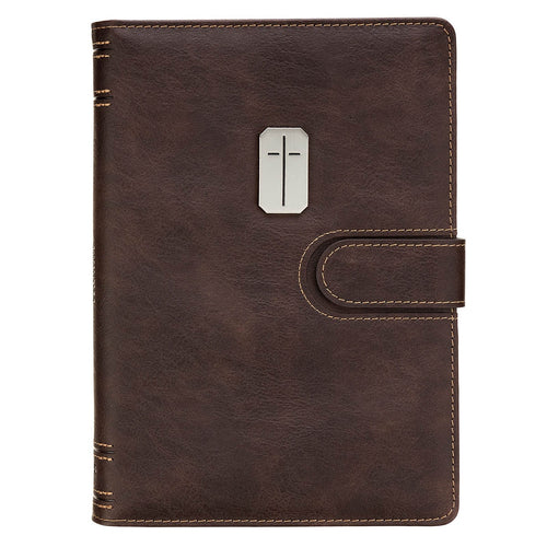 Man of God Espresso Brown Faux Leather Journal Cover with Magnetic Closure