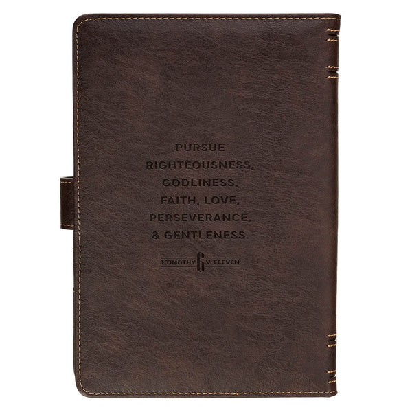 Man of God Espresso Brown Faux Leather Journal Cover with Magnetic Closure