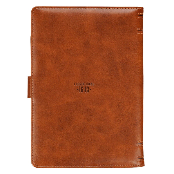 Stand Firm in the Faith Honey-Brown Faux Leather Journal Cover with Magnetic Closure - 1 Corinthians 16:13