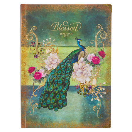 Blessed Peacock Blue Faux Leather Journal with Zipper Closure - Jeremiah 17:7