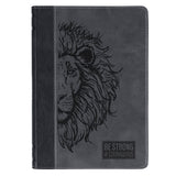 Be Strong & Courageous Black Lion Faux Leather Hardcover Journal - Joshua 1:9