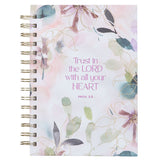 Trust in the Lord Purple Bloom Wirebound Journal - Proverbs 3:5 - KI Gifts Christian Supplies