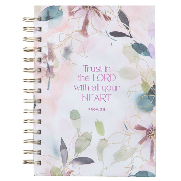 Trust in the Lord Purple Bloom Wirebound Journal - Proverbs 3:5 - KI Gifts Christian Supplies