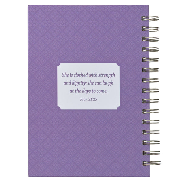 Strength and Dignity Purple Hummingbird Large Wirebound Journal - Proverbs 31:25