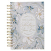 Commit to the Lord Pale Blue Floral Wirebound Journal - Proverbs 16:3 - KI Gifts Christian Supplies