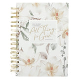 All Things for Good White Magnolia Wirebound Journal - Romans 8:28 - KI Gifts Christian Supplies