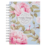 Noble Things Pink Peony Wirebound Journal - Proverbs 31:29 - KI Gifts Christian Supplies