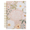 Good Work Peach Floral Wirebound Journal - Philippians 1:6 - KI Gifts Christian Supplies