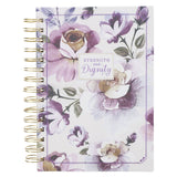 Strength and Dignity Purple Rose Wirebound Journal - Proverbs 31:25 - KI Gifts Christian Supplies