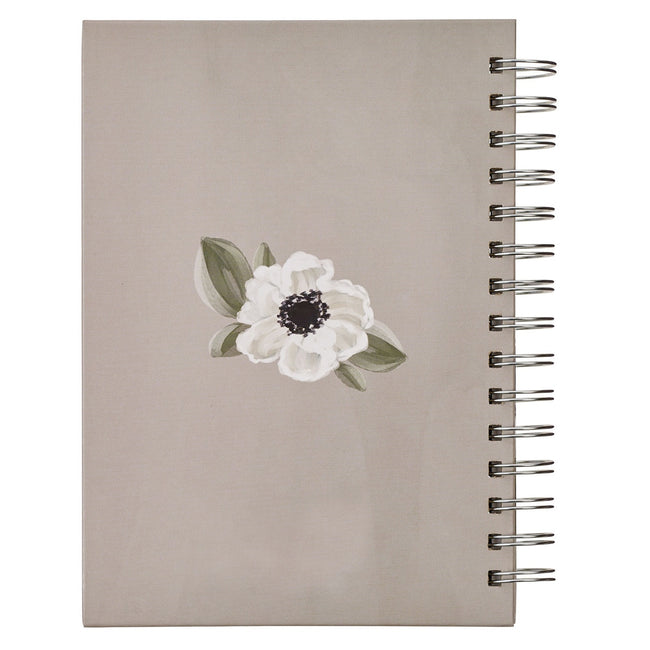 Joy and Peace Gray Floral Spiral Journal - Romans 15:13