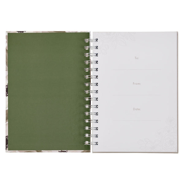 Joy and Peace Gray Floral Spiral Journal - Romans 15:13