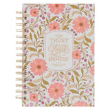 Trust Coral Floral Spiral Journal - Isaiah 40:31 - KI Gifts Christian Supplies