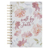 Walk by Faith Pink Cosmos Spiral Journal - 2 Corinthians 5:7 - KI Gifts Christian Supplies