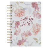 Walk by Faith Pink Cosmos Spiral Journal - 2 Corinthians 5:7 - KI Gifts Christian Supplies