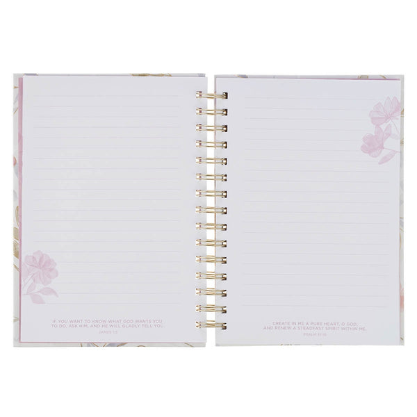 Walk by Faith Pink Cosmos Spiral Journal - 2 Corinthians 5:7