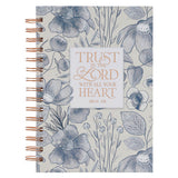 Trust in the Lord Blue Botanical Spiral Journal - Proverbs 3:5 - KI Gifts Christian Supplies