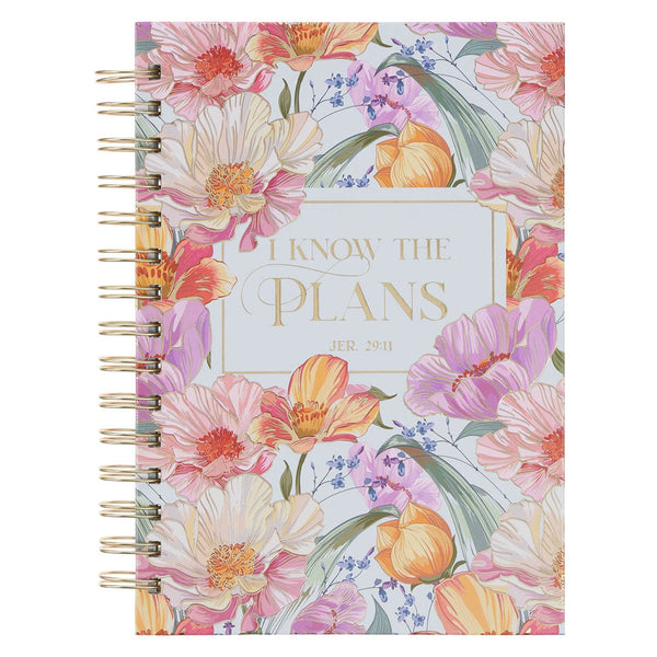 I Know the Plans Bright Floral Spiral Journal Jeremiah 29:11 - KI Gifts Christian Supplies