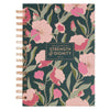 Strength and Dignity Deep Teal Floral Spiral Journal - Proverbs 31:25 - KI Gifts Christian Supplies