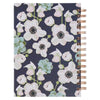 Ask, Seek, Knock Navy Floral Spiral Journal - Matthew 7:7