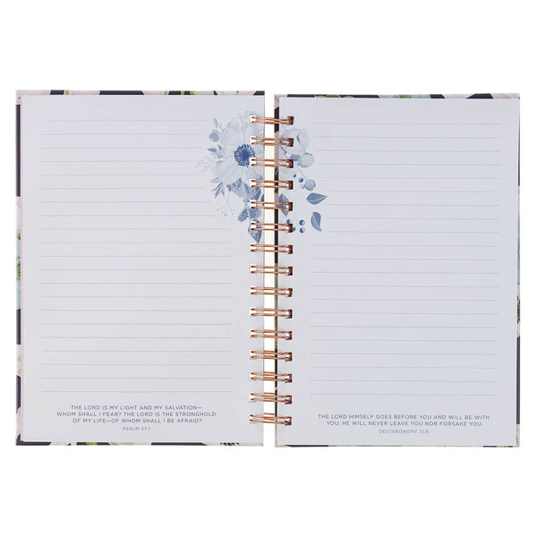 Ask, Seek, Knock Navy Floral Spiral Journal - Matthew 7:7