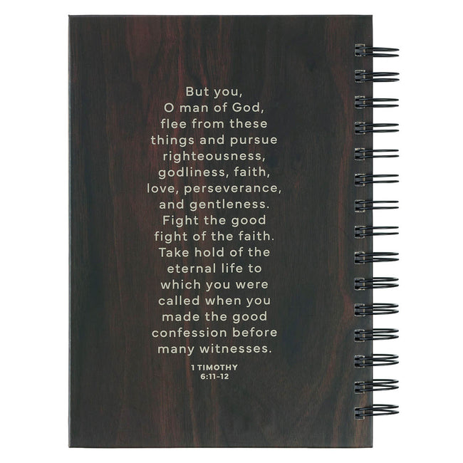 Man of God Brown Trailhead Large Spiral Journal - 1 Timothy 6:11