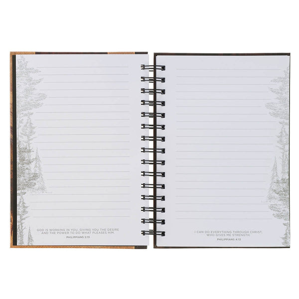 Man of God Brown Trailhead Large Spiral Journal - 1 Timothy 6:11