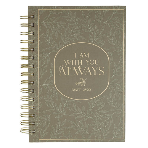 I Am With You Always Green Botanical Leaf Spiral Journal - Matthew 28:20