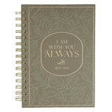 I Am With You Always Green Botanical Leaf Spiral Journal - Matthew 28:20