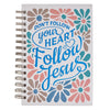 Follow Jesus Peach Floral Mosaic Spiral Journal