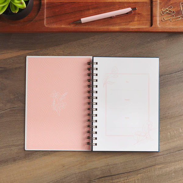 Follow Jesus Peach Floral Mosaic Spiral Journal