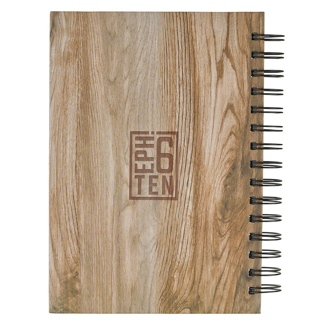 Be Strong Brown Forest Wood Spiral Journal - Ephesians 6:10
