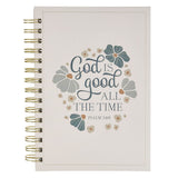 God Is Good Blue Blooms Spiral Journal - Psalm 34:8
