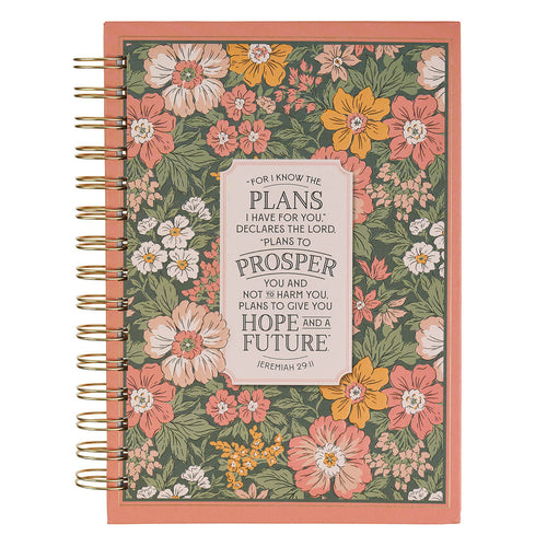 Hope and a Future Pink Vintage Bloom Spiral Journal - Jeremiah 29:11