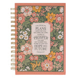 Hope and a Future Pink Vintage Bloom Spiral Journal - Jeremiah 29:11
