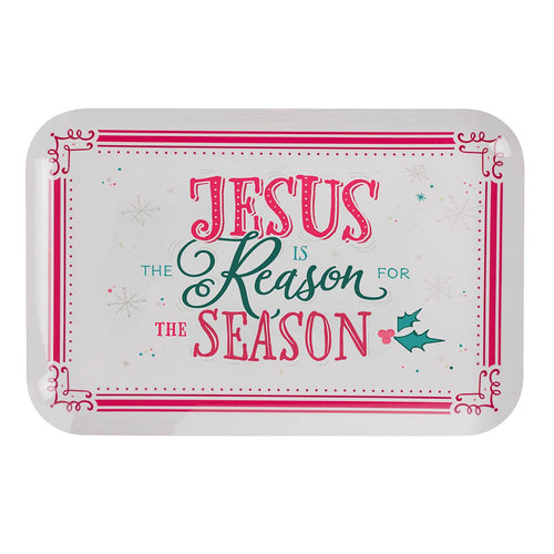 Jesus is the Reason for the Season White Melamine Tray - KI Gifts Christian Supplies