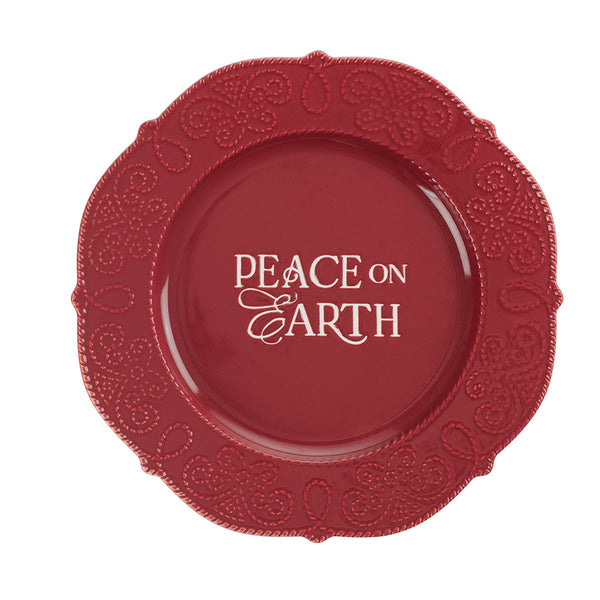 Peace on Earth Red Ceramic Plate - KI Gifts Christian Supplies