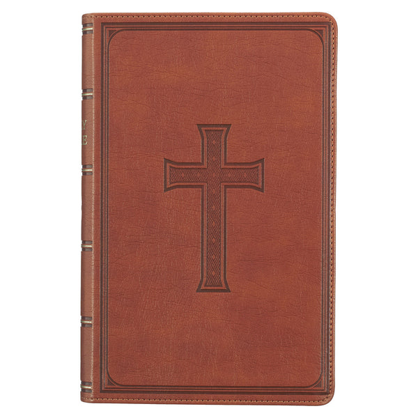 Honey Brown Faux Leather Giant Print Standard-size King James Version Bible with Thumb Index