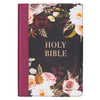 Black and Burgundy Floral Faux Leather Large Print Thinline King James Version Bible with Thumb Index
