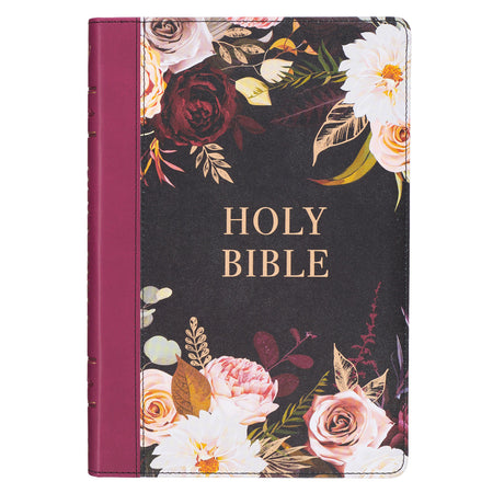 Diamond Honey-brown Faux Leather Full-size Giant Print King James Version Bible with Thumb Index