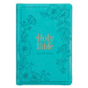 Vibrant Teal Faux Leather Large Print Thinline King James Version Bible with Zippered Closure and Thumb Index