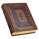 Toffee and Burgundy Faux Leather Hardcover King James Version Study Bible with Thumb Index