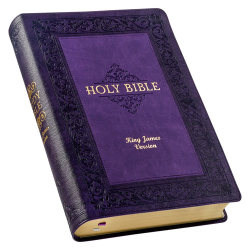 Two-tone Purple Faux Leather Large Print King James Version Study Bible with Thumb Index