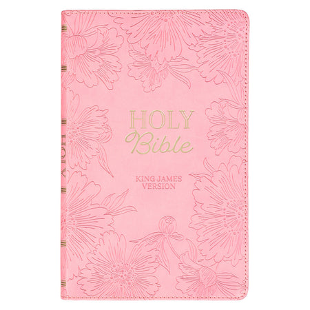 Rose-pink Floral Faux Leather Hardcover KJV My Creative Bible with Elastic Closure