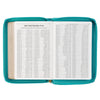 Teal Faux Leather Compact King James Version Bible with Zipper Closure