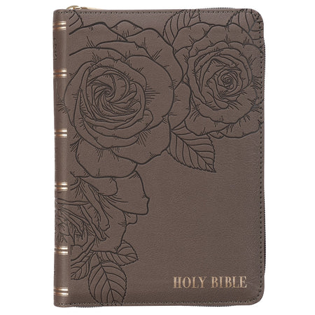 NKJV Thinline Bible Compact Burgundy Floral Design (Red Letter Edition)