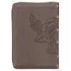 Floral Dusty Taupe Faux Leather Large Print Compact King James Version Bible