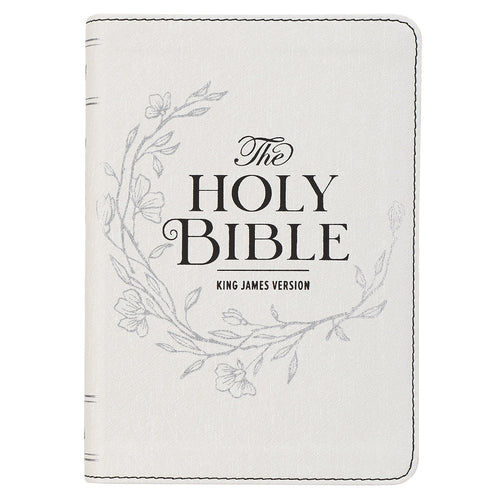 Pearlized White Large Print Compact King James Version Bible - KI Gifts Christian Supplies