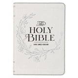 Pearlized White Large Print Compact King James Version Bible - KI Gifts Christian Supplies