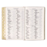 White Floral Faux Leather Giant Print Standard-size King James Version Bible with Thumb Index