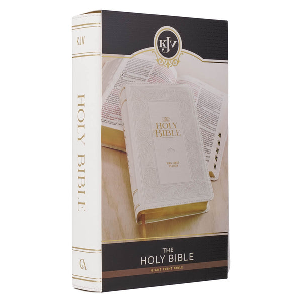 White Floral Faux Leather Giant Print Standard-size King James Version Bible with Thumb Index